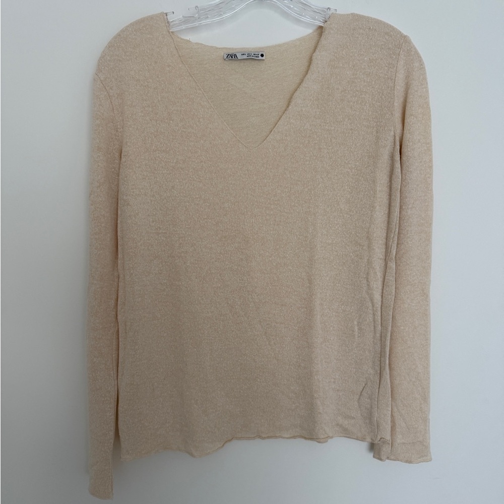 Zara Beige V-Neck Sweater